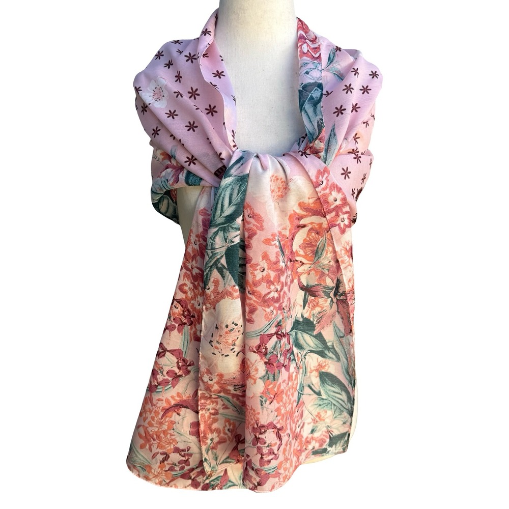 Vince Camuto Cottagecore Soft Girl Romantic Garden Floral Wrap Scarf Shawl NWT